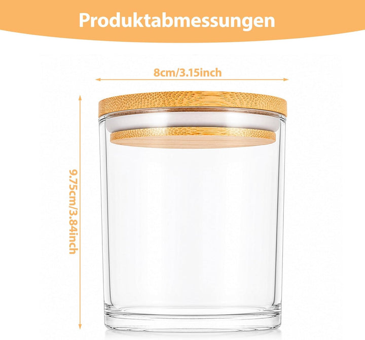 ARATERVIO 12er-Pack Klare Glas-Kerzengläser mit Holzdeckel &amp; Silikon-Dichtring Candle Container zum