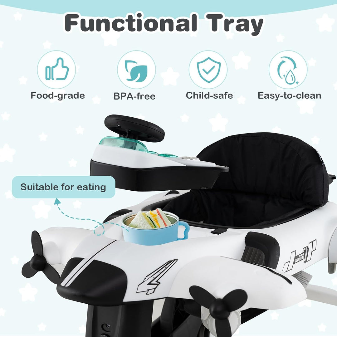 FANTASK 6 in 1 Lauflernhilfe, Babywalker höhenverstellbar mit abnehmbarer Spieluhr &amp; Esstablett, Lau