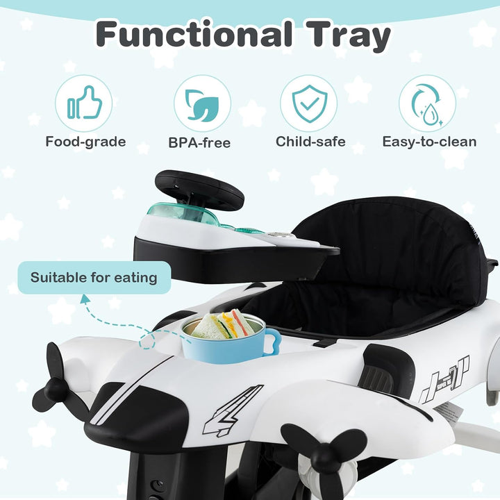 FANTASK 6 in 1 Lauflernhilfe, Babywalker höhenverstellbar mit abnehmbarer Spieluhr &amp; Esstablett, Lau