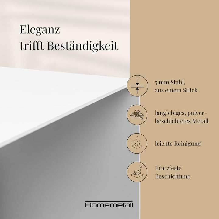 Beistelltisch C-Form aus Metall - pulverbeschichteter Couch Beistelltisch in Weiss - Moderner Abstel