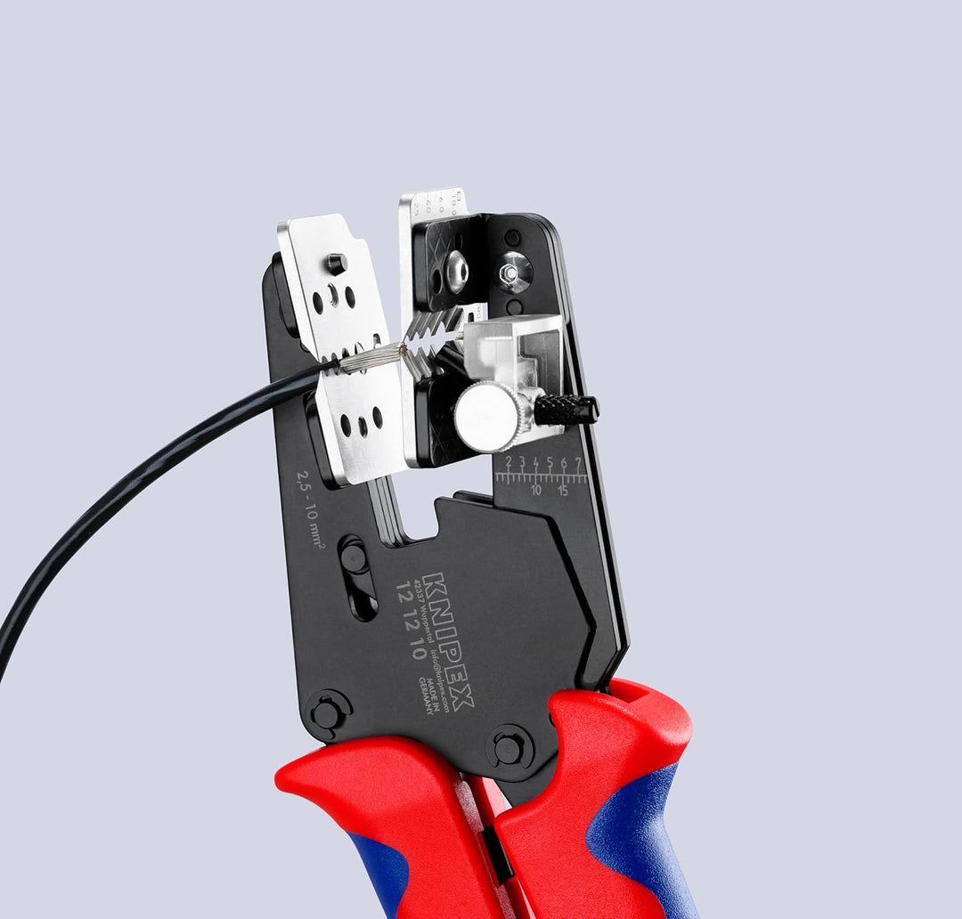 Knipex Präzisions-Abisolierzange mit Formmessern brüniert, mit Mehrkomponenten-Hüllen 195 mm 12 12 1
