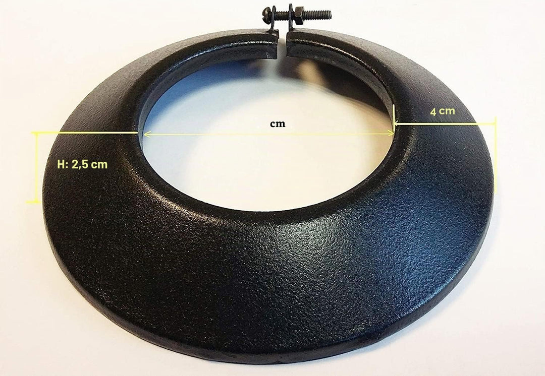 S&amp;M 485206 Abdeckrosette schwarz glasiert 900°C-Ø120mm-Rosette für Kamin- und Ofenleitungen