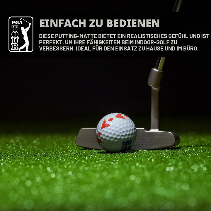 PGA Tour Putting-Matte mit zusammenklappbarem Putter und Ausrichtungsführung, 1,8 m Einzelbett Einze