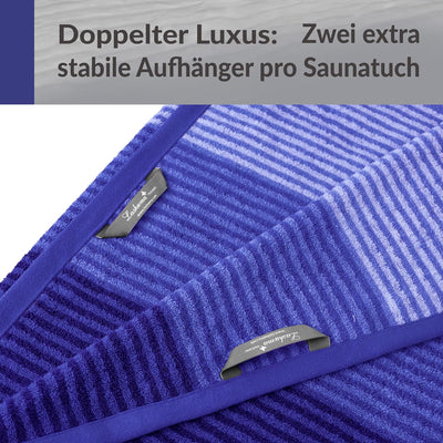 Lashuma Saunatuch Helsinki, Blau - Schwarz, Hochwertiges XXL Handtuch, Badehandtuch Strandtuch 85x20
