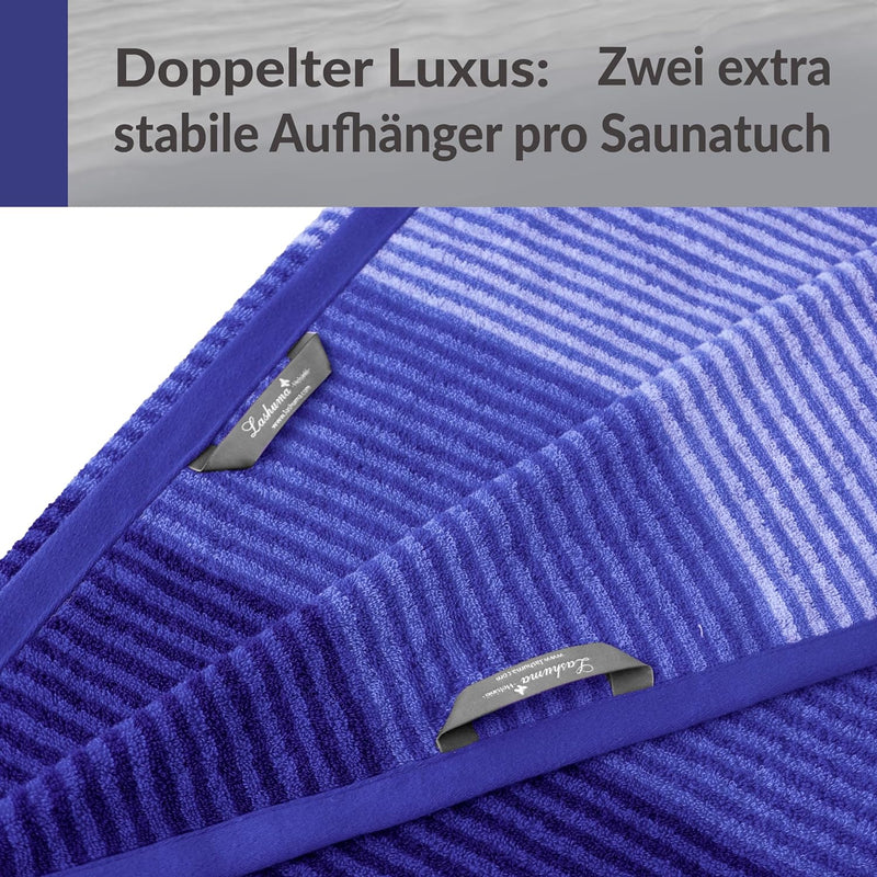 Lashuma Saunatuch Helsinki, Blau - Schwarz, Hochwertiges XXL Handtuch, Badehandtuch Strandtuch 85x20