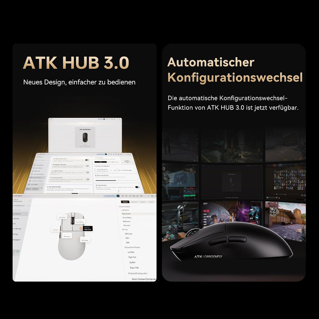 ATK Dragonfly A9 Air kabellose Gaming-Maus, PAW3950 Ultra-Sensor, DPI bis zu 42.000, 47 g leicht, 8K