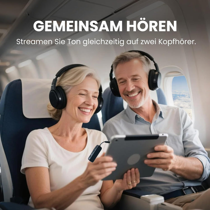 Avantree Relay - Premium Flugzeug Bluetooth 5.3 Adapter für alle Kopfhörer, apt-X geringe Latenz, un