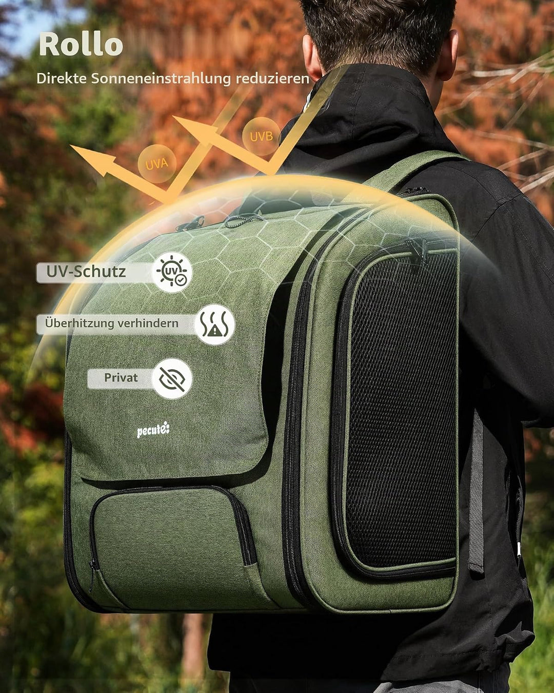 pecute Katzenrucksack Bubble Haustier Rucksack mit Netzfenster, Tragbare und Faltbare Katzentasche,