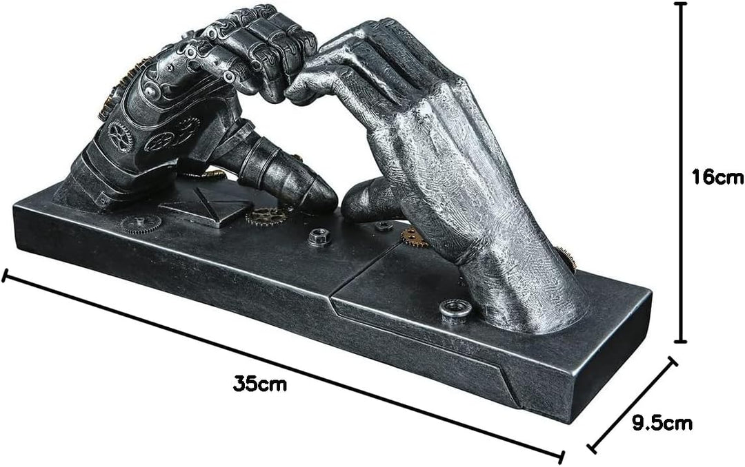 Casablanca Skulptur Love Steampunk Hand Herz silberfarben antikfinish mit kupferfarbenen Elementen,