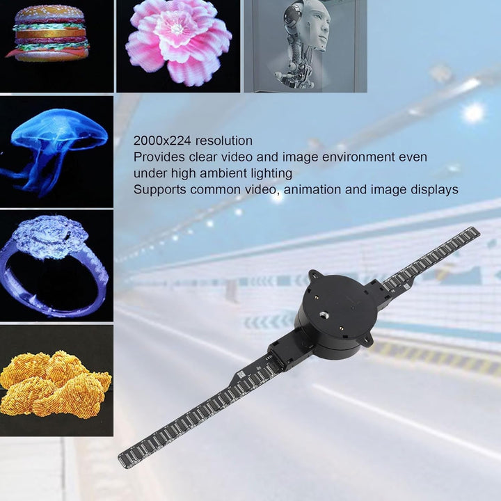 3D Holographic Projector WiFi 16.5 Inch 2000 X 224 with 224 LED Light Beads Hologram Fan LED Ceiling