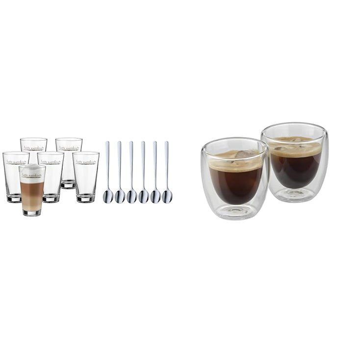 WMF Clever&More Latte Macchiato Gläser Set 12-teilig mit Löffel & Kult doppelwandige Espressotassen