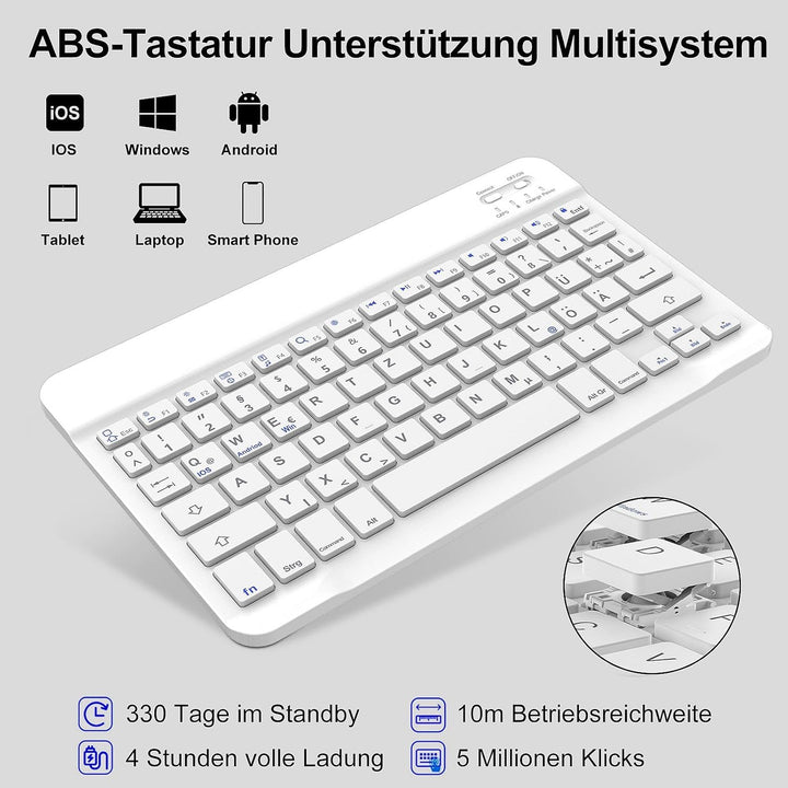 Hülle Tastatur für iPad A16 11/10 Generation (2025/2022) 11/10.9 Zoll mit QWERTZ Deutsche Bluetooth
