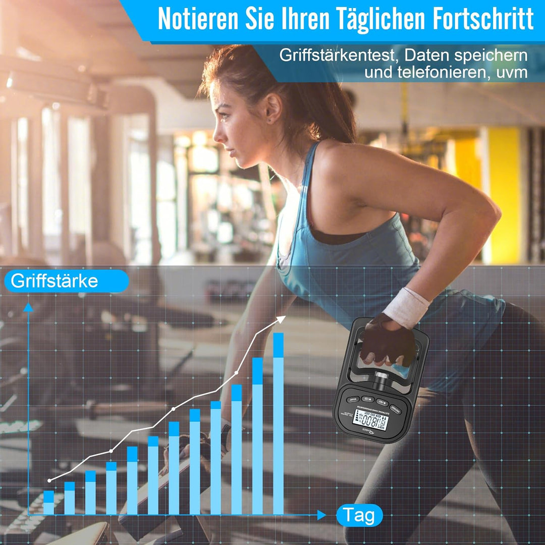 Ryaco Digitaler Handkraftmessgerät, 396lbs/180kg Aufladbar Hand Dynamometer Elektronischer Griffkraf