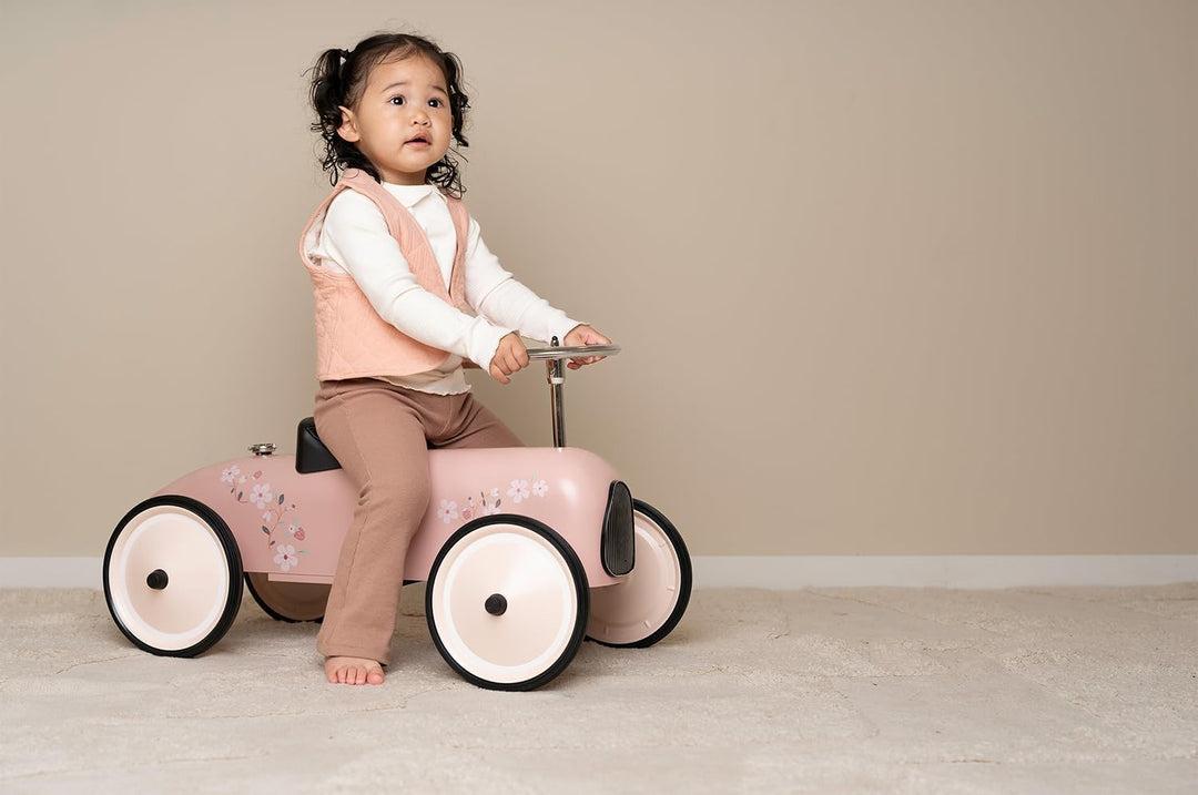 Little Dutch Retro Rutschfahrzeug Auto mit Lenkrad - rosa