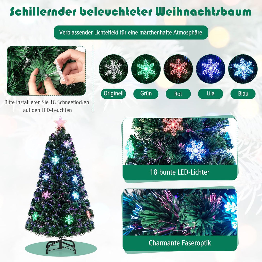 RELAX4LIFE Künstlicher Weihnachtsbaum, Christbaum mit LEDs & Schneeflocke & Sternspitze, Kunstbaum F