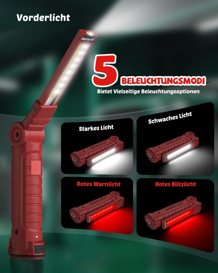 Coquimbo LED Arbeitsleuchte Werkstattlampe, Taschenlampe Aufladbar Werkstatt Handlampe Geschenke für