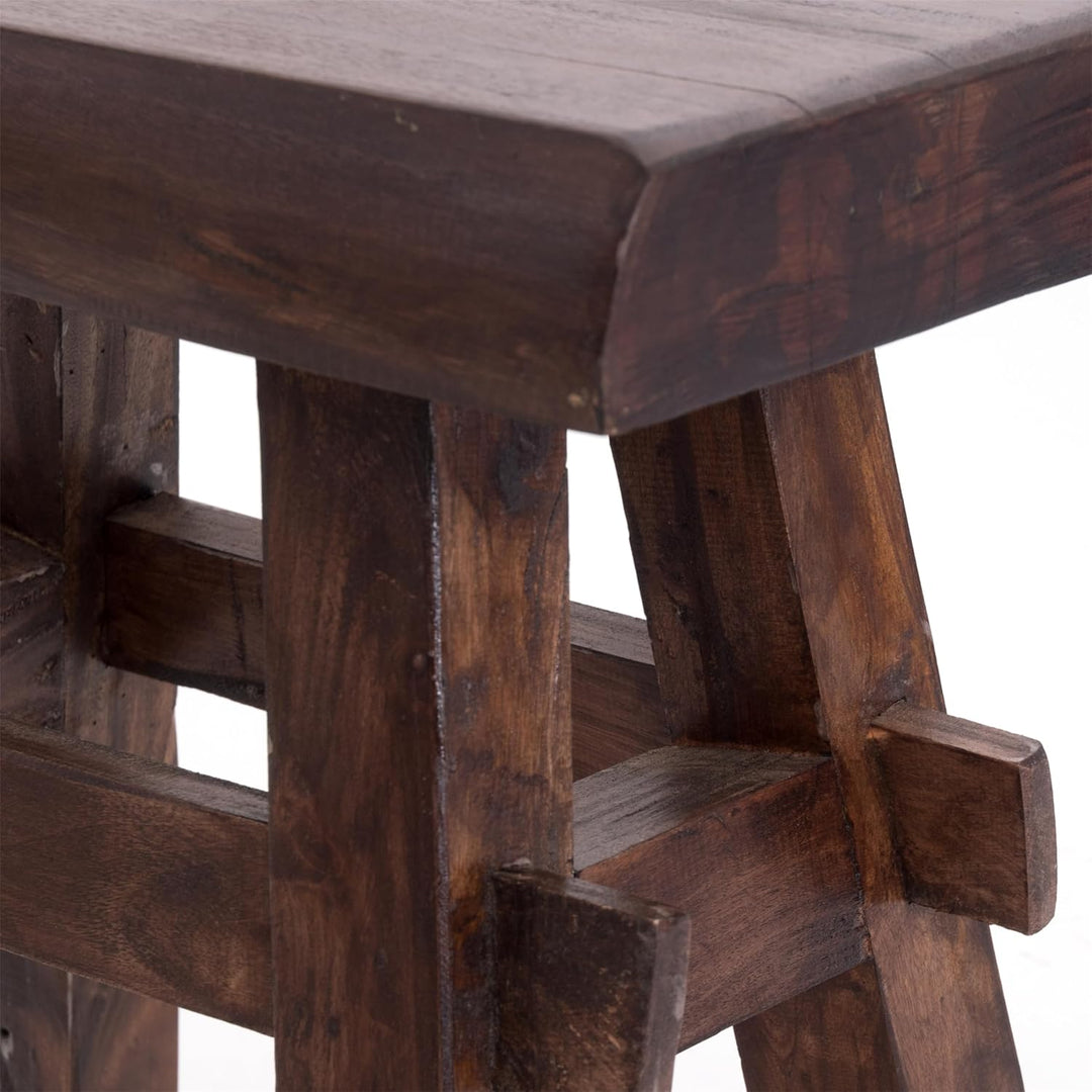 DESIGN DELIGHTS Holz HOCKER Vintage 40 | Massivholz, 43x45x27 cm (HxBxT) | Sitzhocker, Pflanzenhocke