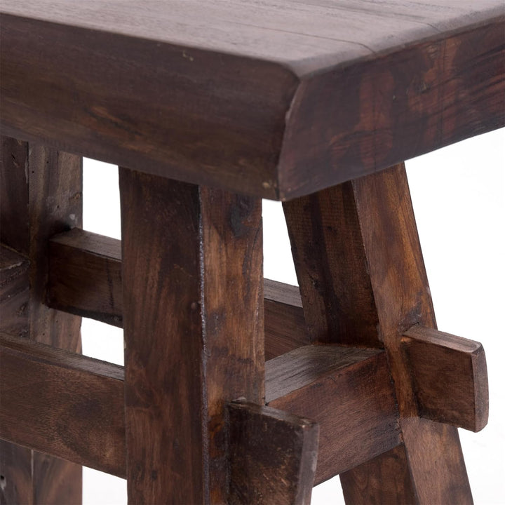 DESIGN DELIGHTS Holz HOCKER Vintage 40 | Massivholz, 43x45x27 cm (HxBxT) | Sitzhocker, Pflanzenhocke