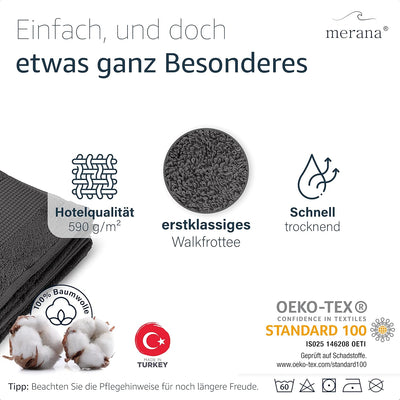Merana Rome Handtuch Set | saugstark, weich und fusselfrei | Frottier Luxus Qualität | 100% Baumwoll