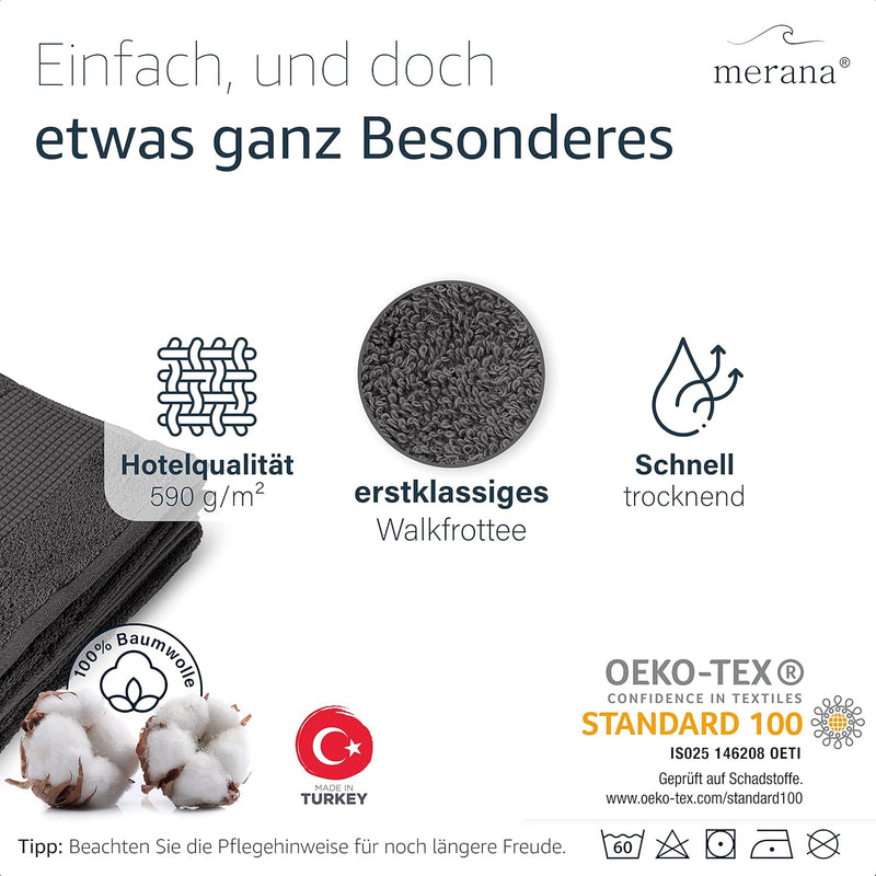 Merana Rome Handtuch Set | saugstark, weich und fusselfrei | Frottier Luxus Qualität | 100% Baumwoll