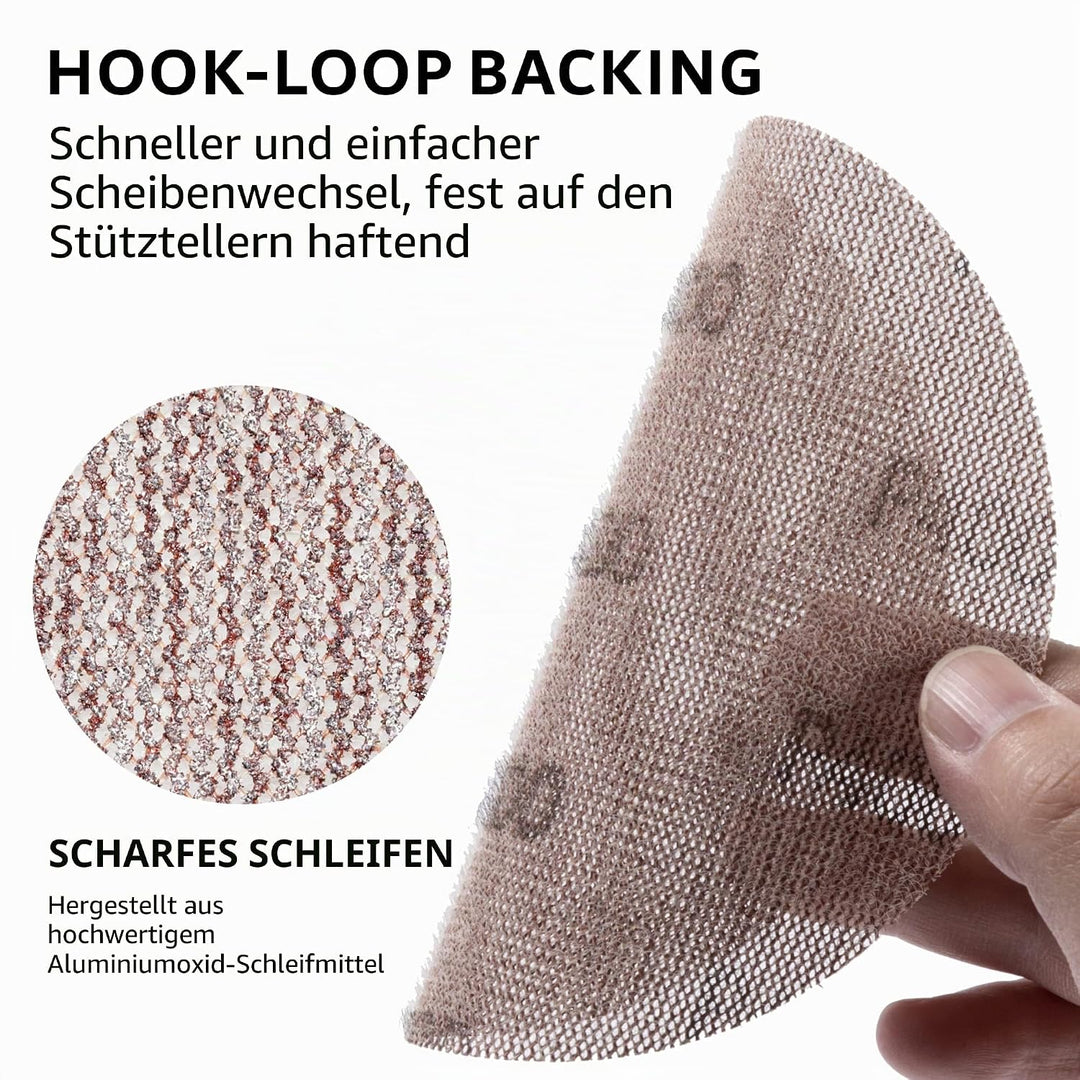 UPWOOD Schleifgitter 50 Stück 125mm Klett Körnung 400, Zum staubfreien Schleifen von Karosserie, Hol