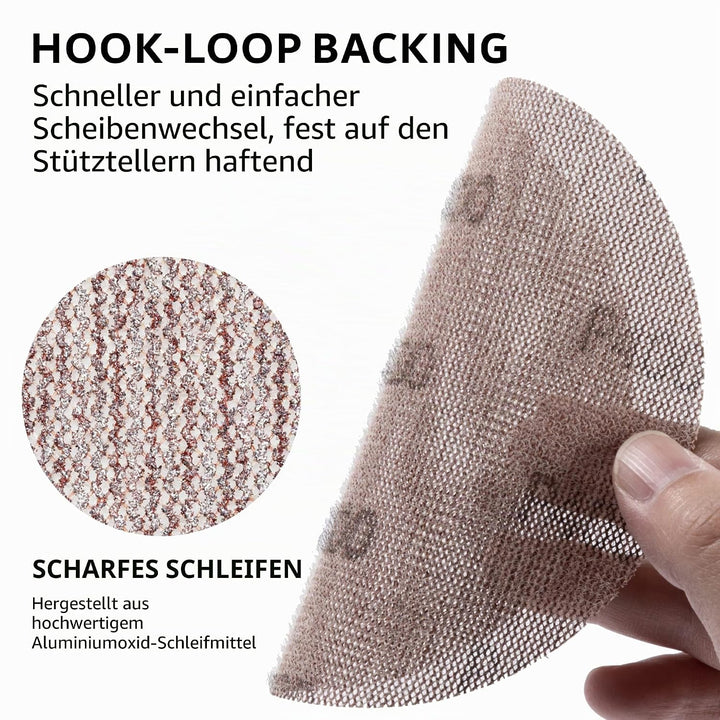 UPWOOD Schleifgitter 50 Stück 125mm Klett Körnung 400, Zum staubfreien Schleifen von Karosserie, Hol