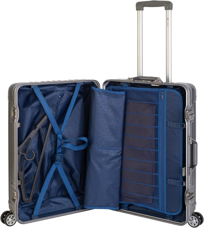 Travelhouse London Koffer Grau S-55cm, M-65cm · 2er-Set · Alu-Rahmen · Polykarbonat Hartschale · Han