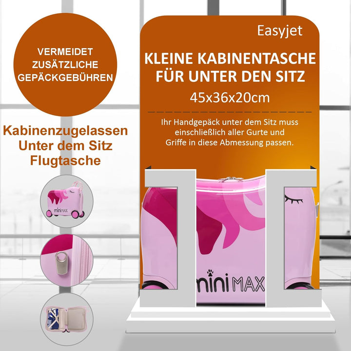 Minimax Kinderkoffer Hartschale Handgepäckkoffer Kofferset 45x36x20cm für Kinder Jungen und Mädchen