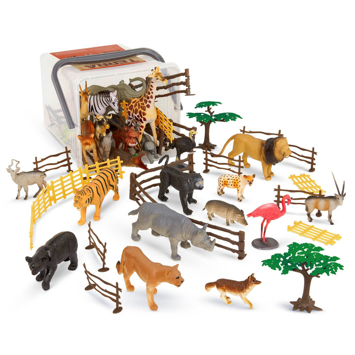 TERRA by Battat – Dschungelwelt – Dschungeltierfiguren & Zubehör – 60-Teile Spielzeug-Tier-Eimer für