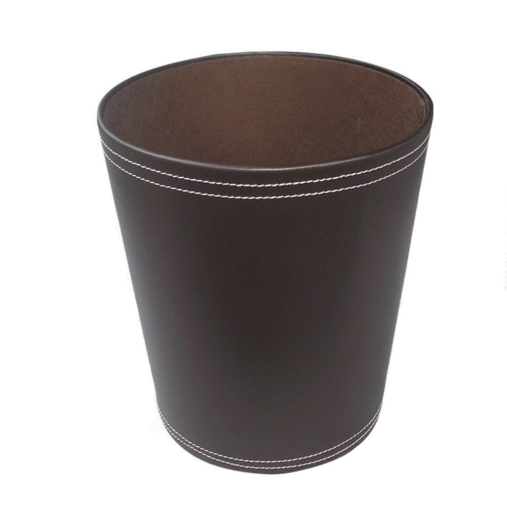 KINGFOM™ Klassisch Leder Papierkorb für Büro/Badezimmer/küche/Schlafzimmer (Braun), Braun