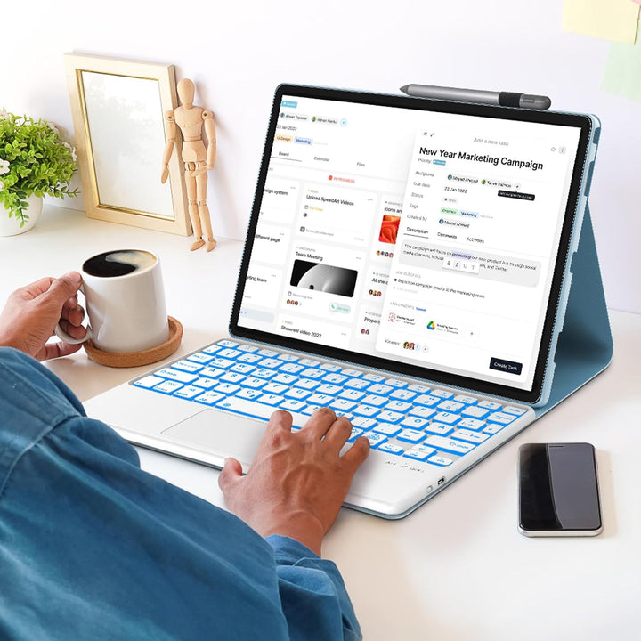 IVEOPPE Tastatur für Tab M11 Con Touchpad, QWERTZ Deutsch Tastatur, 7-Farbige Beleuchtung Magnetisch