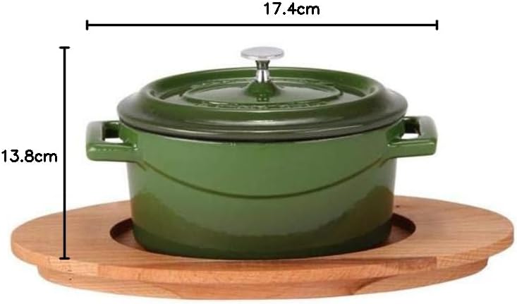 Pentole Agnelli Slowcook Ovaler Schmortopf aus Gusseisen mit 2 Griffen, grün, 12 cm 12 x 9 Cm Grün,