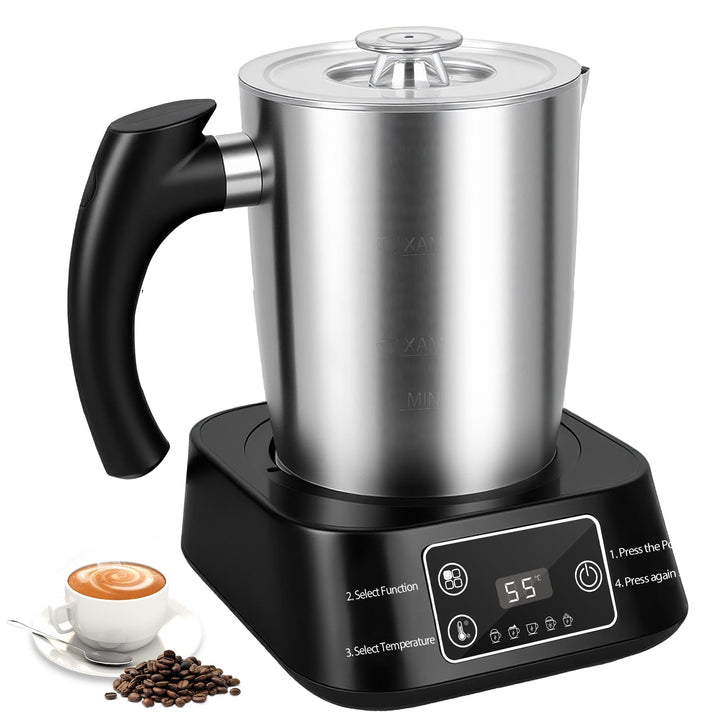 Elektrischer Milchaufschäumer – 5-in-1 Milchschäumer 500ml Edelstahlbehälter, Abnehmbarer & Spülmasc