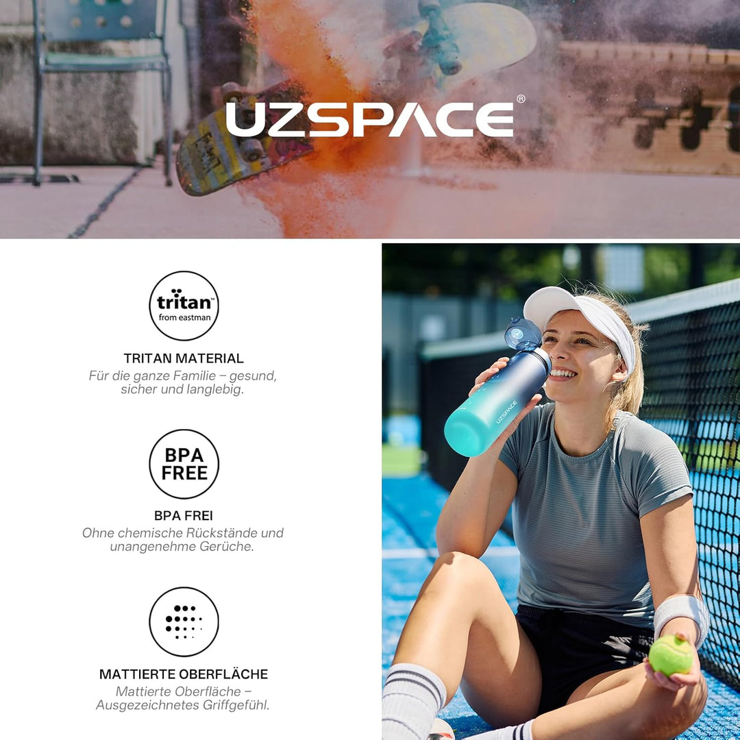 UZSPACE Trinkflasche Kinder Auslaufsicher,Sport Kunststoff Trinkflasche 1l,800ml,500ml, Tritan & BPA