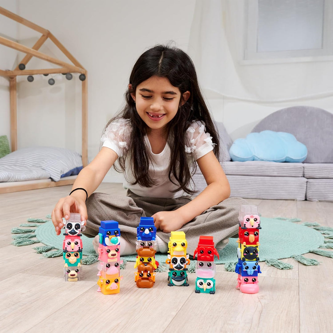 Simba Toys Bloxies Figur Serie II (4 Stück) – Tier-Baustein zum Stapeln und Sammeln, lustiger Bewegu