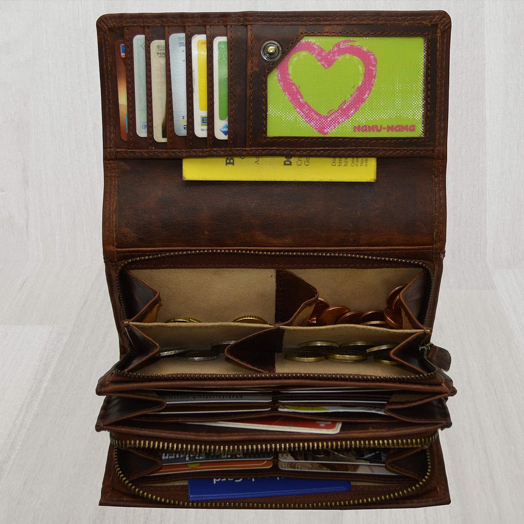 flevado Italy Pedro Design - Leder Damen Portemonnaie German Design geöltes Volleder