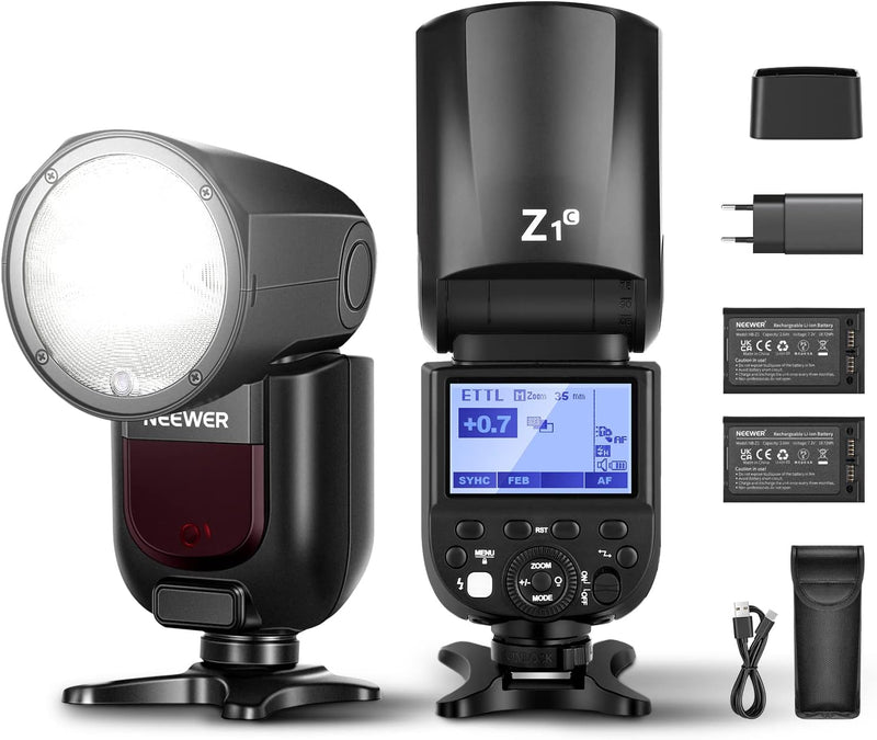 NEEWER Z1-C TTL Speedlite Blitzlicht Kompatibel mit Canon, Rundkopf Blitzgerät 76Ws 2,4G 1/8000s HSS