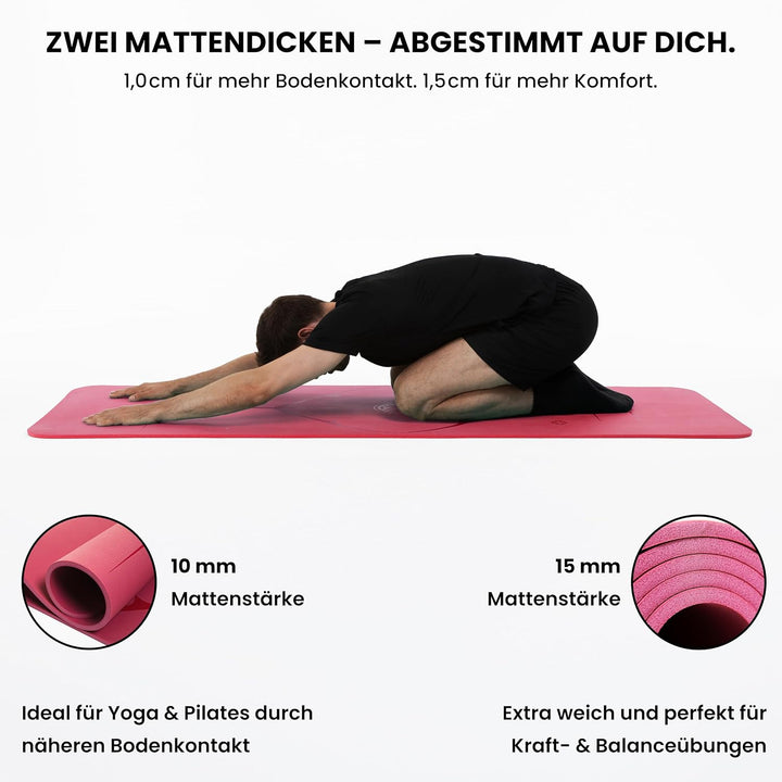 Yoga Matte aus Deutscher Entwicklung – Rutschfeste &amp; gelenkschonende Yogamatte – 2 Komfort-Dicken (1