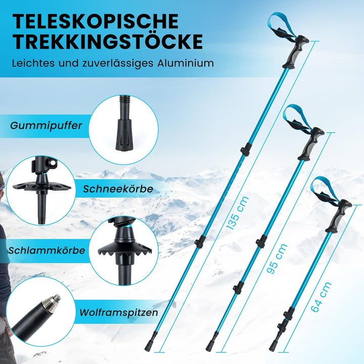 COSTWAY Schneeschuhe mit Steighilfe, Schuhgrösse 35-45 bis 90kg, leichtes Schneeschuh-Set mit Trekki