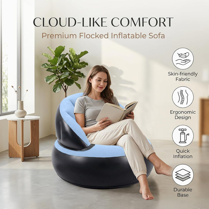 Aufblasbares Sofa Sessel mit Pumpe, Faltbarer Luftsessel für Innen & Aussen, Bequeme Aufblasbare Cou