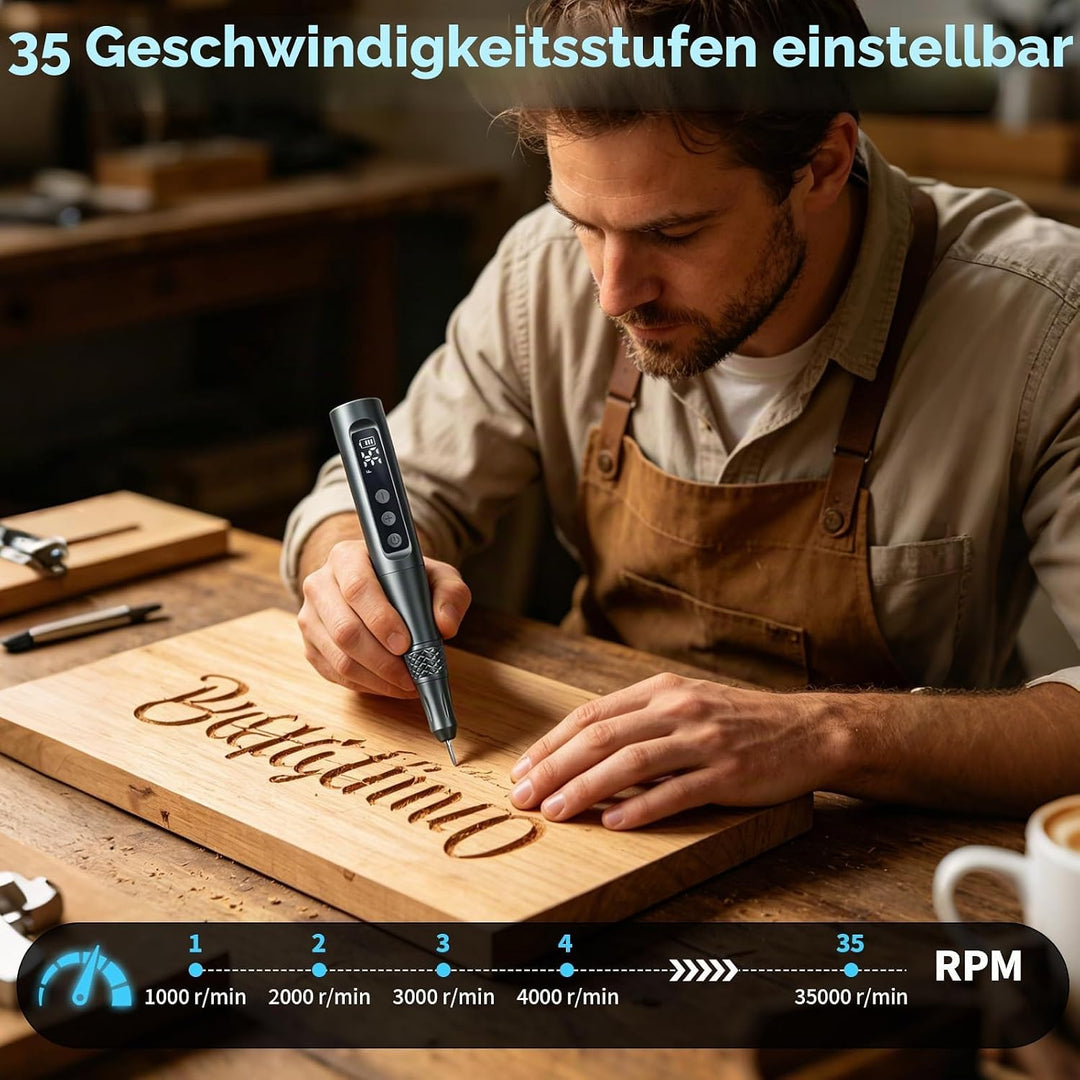 CGBE 35-Gang-Regler Gravierstift mit 58 Gravurzubehör: USB-Aufladung Elektrischer Mini Gravurstift S