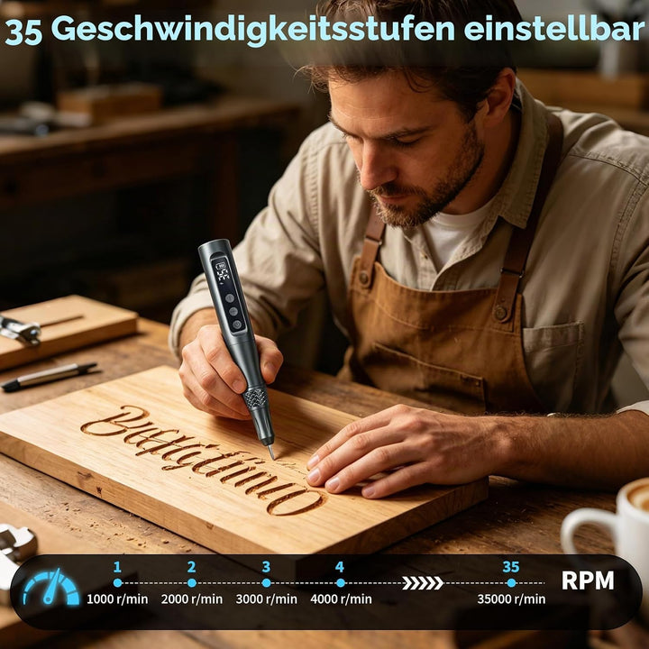 CGBE 35-Gang-Regler Gravierstift mit 58 Gravurzubehör: USB-Aufladung Elektrischer Mini Gravurstift S