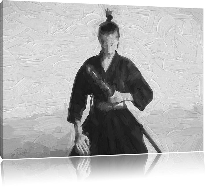 Pixxprint stolze Samurai-Kriegerin Kunst als Leinwandbild/Grösse: 100x70 cm/Wandbild/Kunstdruck/fert