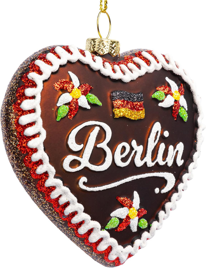 SIKORA Lebkuchen Herz Souvenir besondere Weihnachtskugel Glas Christbaumschmuck Deko Figur Stadt Mot