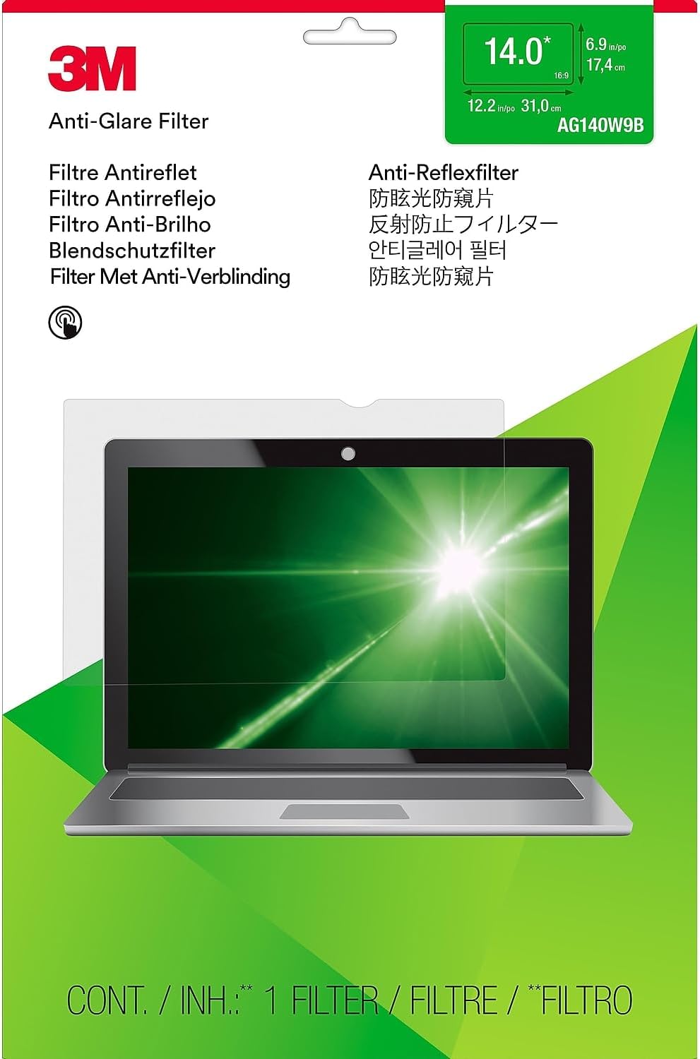 3M AG14.0W9 Blendschutzfilter für Widescreen Laptops 35,6 cm (entspricht 14"), 35,6 cm
