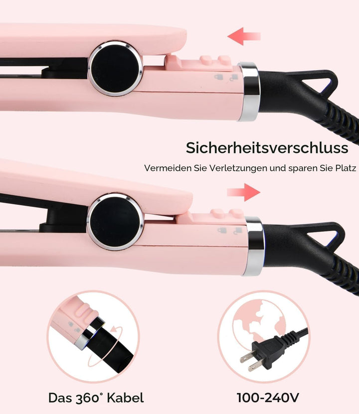 PRITECH Haarglätter, Heizplatte aus Titan, LCD-Display, Flacheisen aus Titan mit einstellbarer Tempe