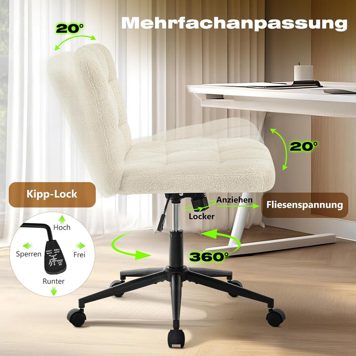 Hellove Bürostuhl Schreibtischstuhl mit breiter Sitzfläche, Ergonomischer Schneidersitz Stuhl ohne A