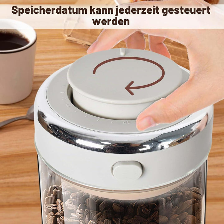 Kaffeedose 1100ml aus Borosilikatglas – Luftdichter Vakuum Kaffeebehälter mit CO₂-Ventil, Aromadose