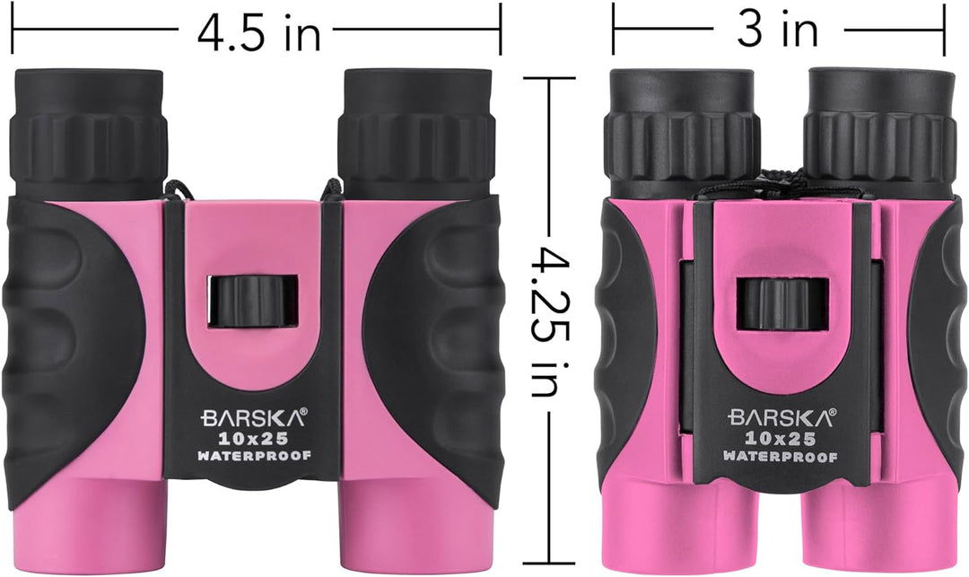 BARSKA 10x25 wasserdichtes Fernglas Pink-Schwarz, Pink-Schwarz