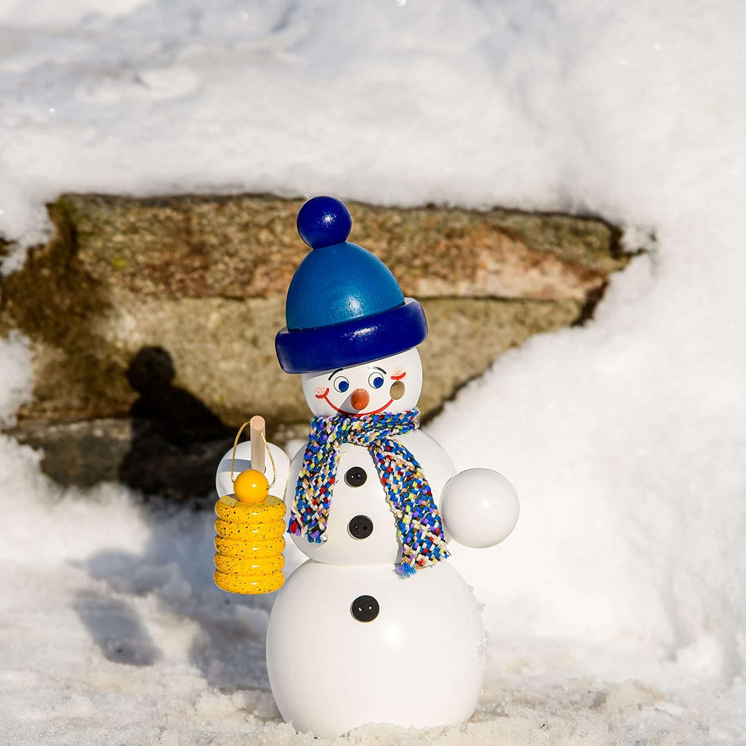Seiffener Volkskunst | Räuchermännchen | Räucherfigur 16 cm | Schneemann | Original Erzgebirge | 122
